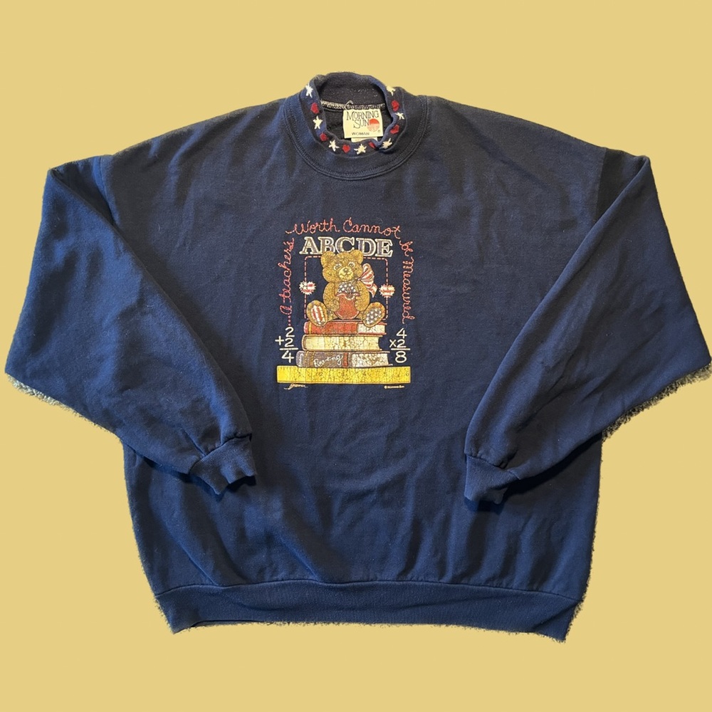 VTG 90s Jerzees Morning Sun Mockneck Sweatshirt Plus Size 2X Made In USA